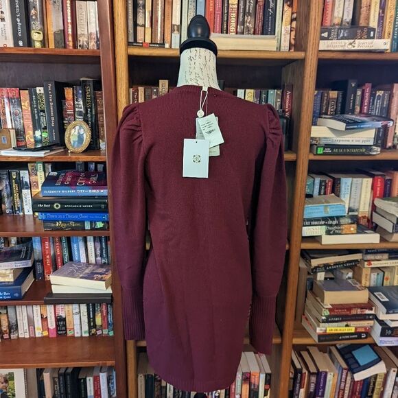 WAYF maroon puff sleeve sweater dress sz xs nwt - Picture 2 of 6
